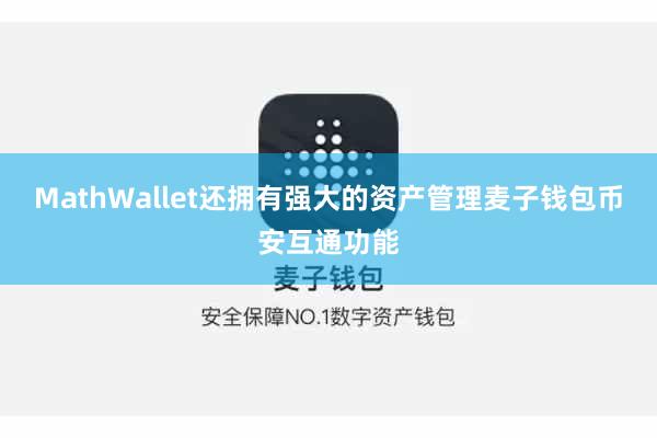MathWallet还拥有强大的资产管理麦子钱包币安互通功能
